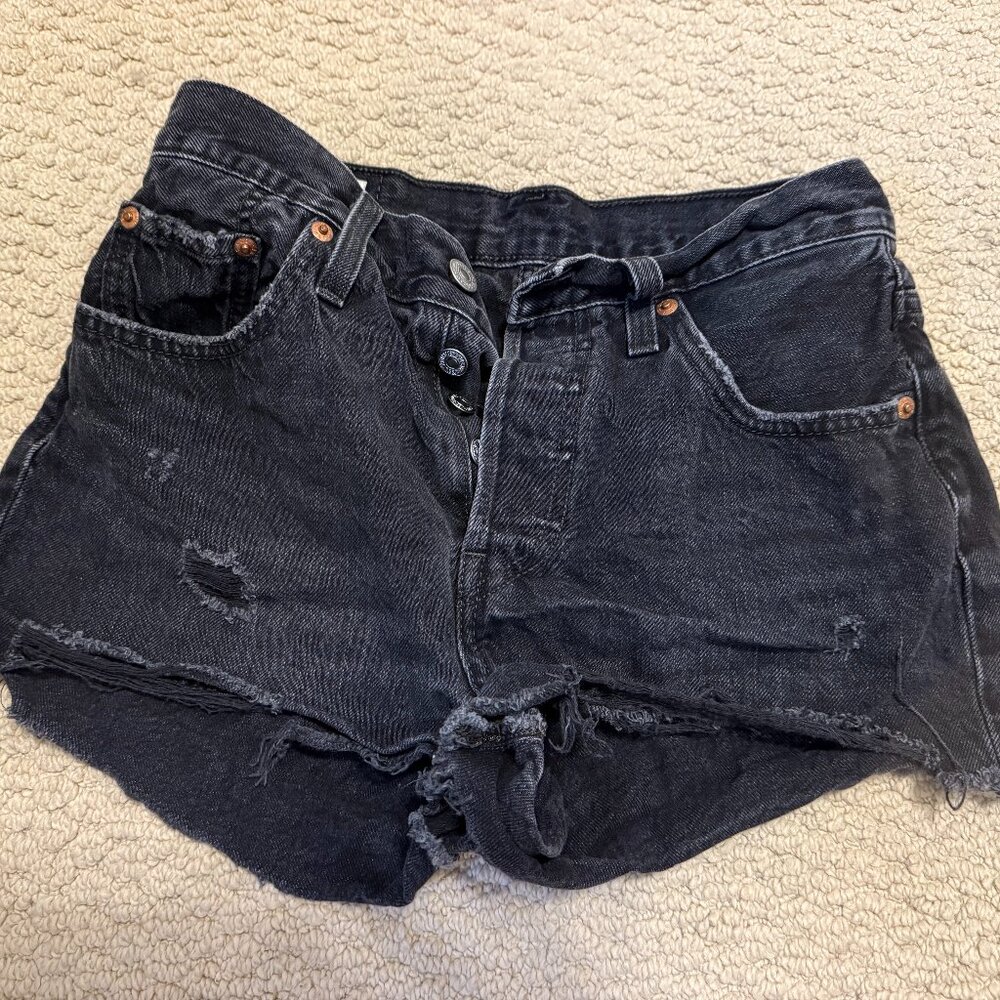 Black women's Levi's 501 cutoff jean shorts, size 25